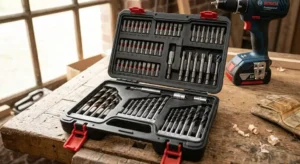 Coffret complet d'embouts de vissage et forets fournis avec la meilleure perceuse visseuse 