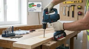 Trapano a percussione a batteria senza fili utilizzato per lavori di fai da te