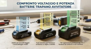 Grafico comparativo sulle differenze di potenza e voltaggio delle batterie per trapano avvitatore