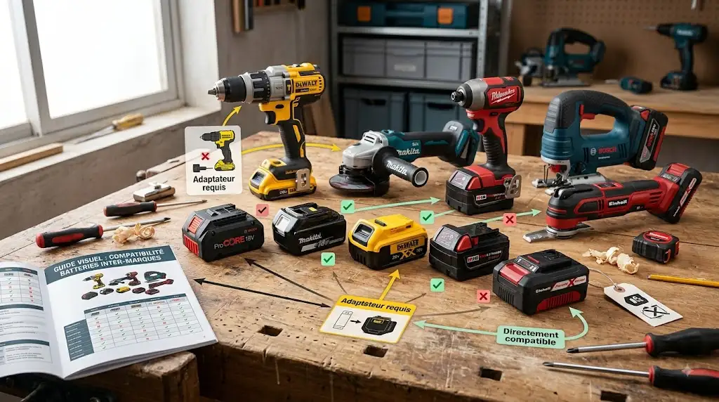 Guide visuel sur les batteries compatibles entre marques outils electroportatifs