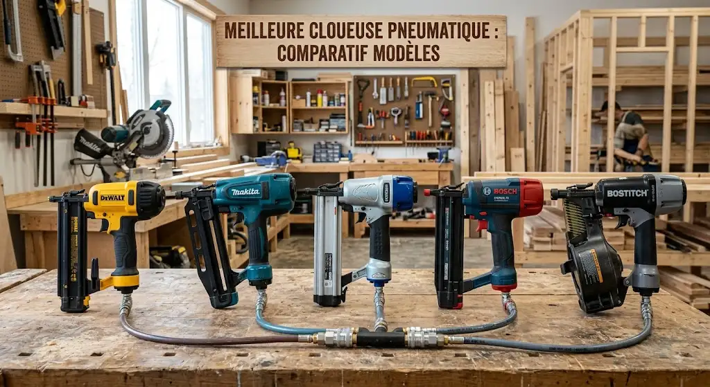 Comparatif visuel des meilleure cloueuse pneumatique pour travaux de menuiserie et charpente