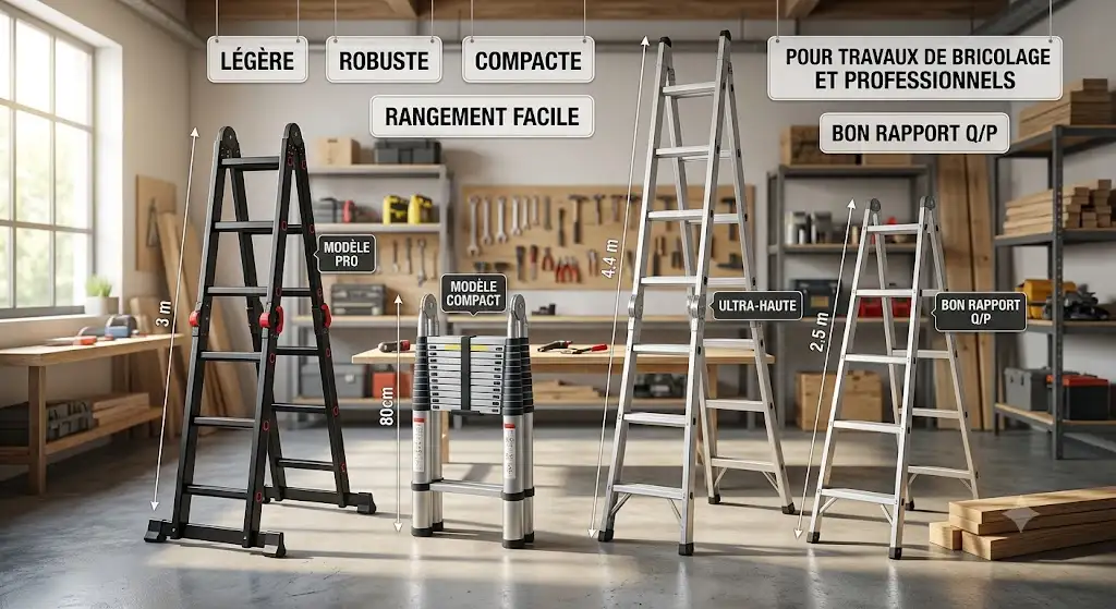 Comparatif visuel des meilleure échelle télescopique pour travaux de bricolage et professionnels