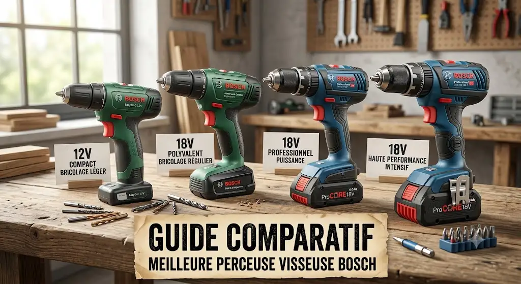 1. Sélection et comparatif de la meilleure perceuse visseuse Bosch pour le bricolage et les professionnels