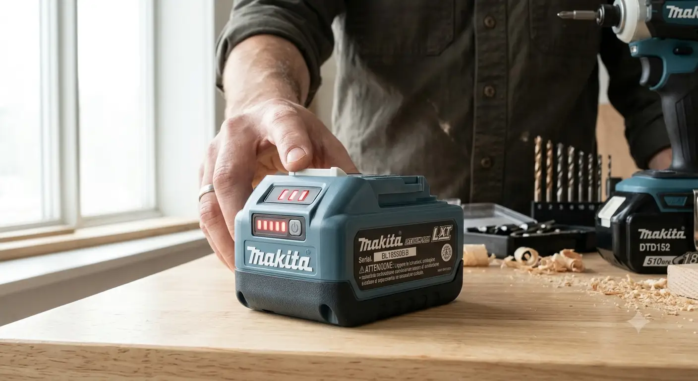 Batteria originale Makita LXT 18V agli ioni di litio con indicatore di carica per elettroutensili