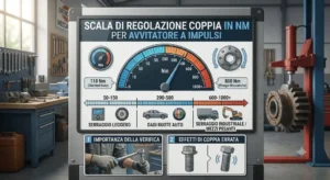 Grafico informativo sulla scala di regolazione della coppia in Nm per avvitatore a impulsi