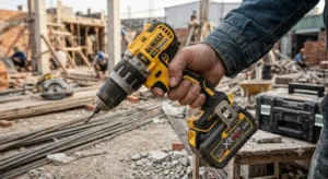 Impugnatura ergonomica antiscivolo di un trapano DeWalt per uso professionale