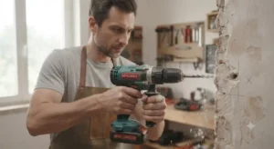 Trapano a percussione economico utilizzato per forare una parete in muratura, esempio di miglior trapano a meno di 100 euro 

