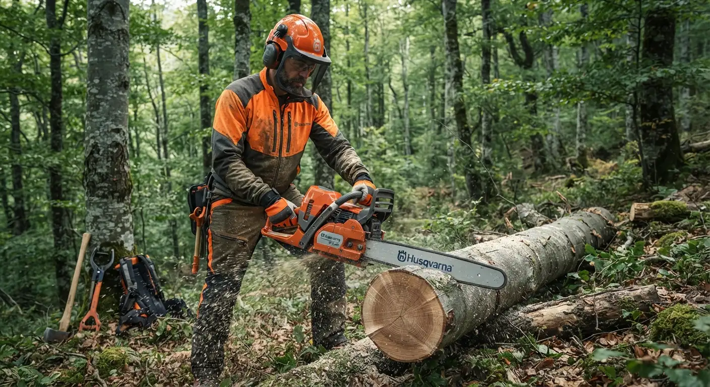 Motosega Husqvarna professionale ideale per il taglio della legna nel bosco