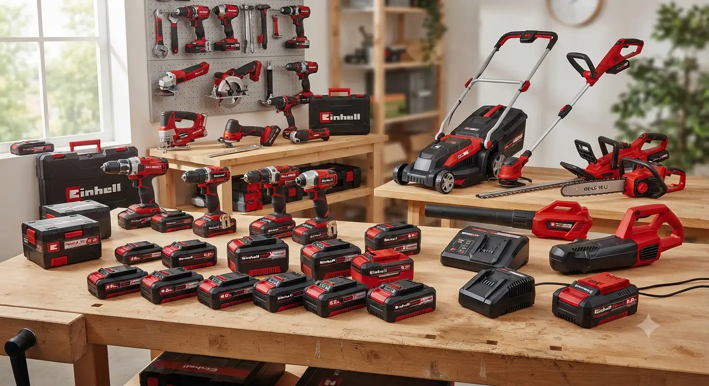Panoramica del sistema a batteria Einhell Power X-Change per utensili e giardinaggio