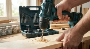 Utilizzo di un trapano avvitatore economico per forare un pannello in legno