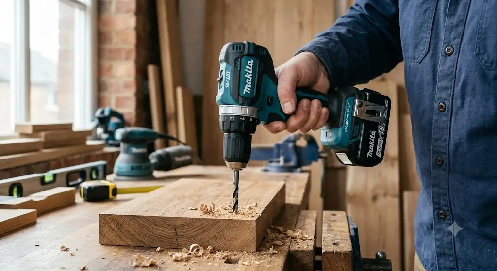 Trapano Makita a batteria 18V con impugnatura ergonomica e mandrino autoserrante