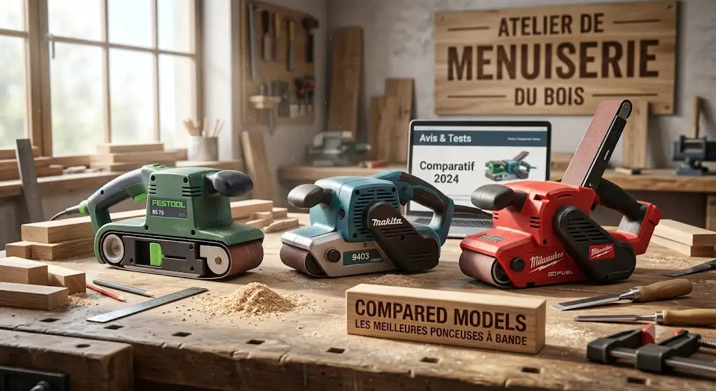 Comparatif et avis sur les meilleures ponceuse à bande avis pour atelier de menuiserie.